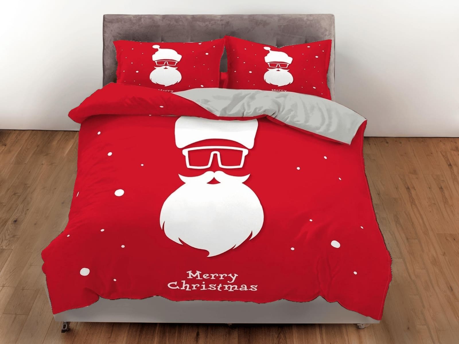 Cool Santa Claus specs Christmas bedding, pillowcase holiday gift duvet cover king queen twin toddler bedding baby Christm…