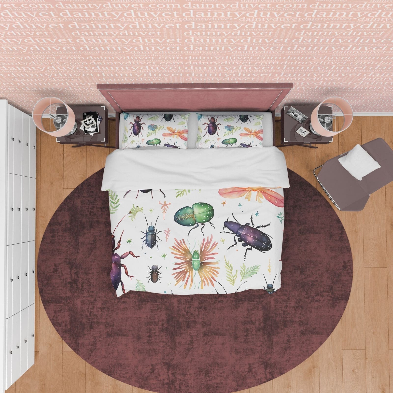 Creepy Insect Halloween Duvet Cover Set & Pillowcase, White Unique Aesthetic Zipper Bedding, Scary Child's Room Decor, Bug…