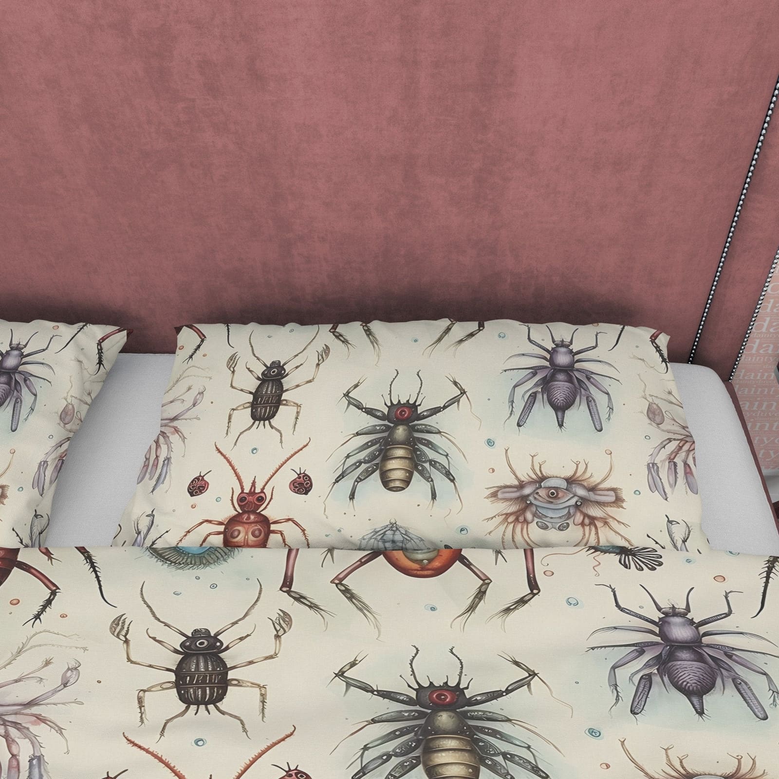 Creepy Insect White Halloween Duvet Cover Set & Pillowcase, Scary Insect Quilt Cover Aesthetic Zipper Bedding, Halloween R…