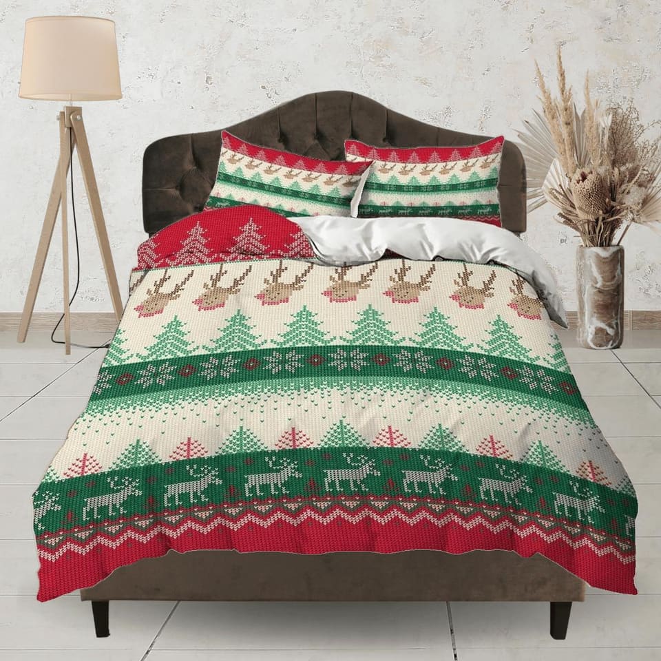 Cross Stitch Pattern Christmas bedding & pillowcase holiday gift duvet cover king queen full twin toddler bedding baby Chr…