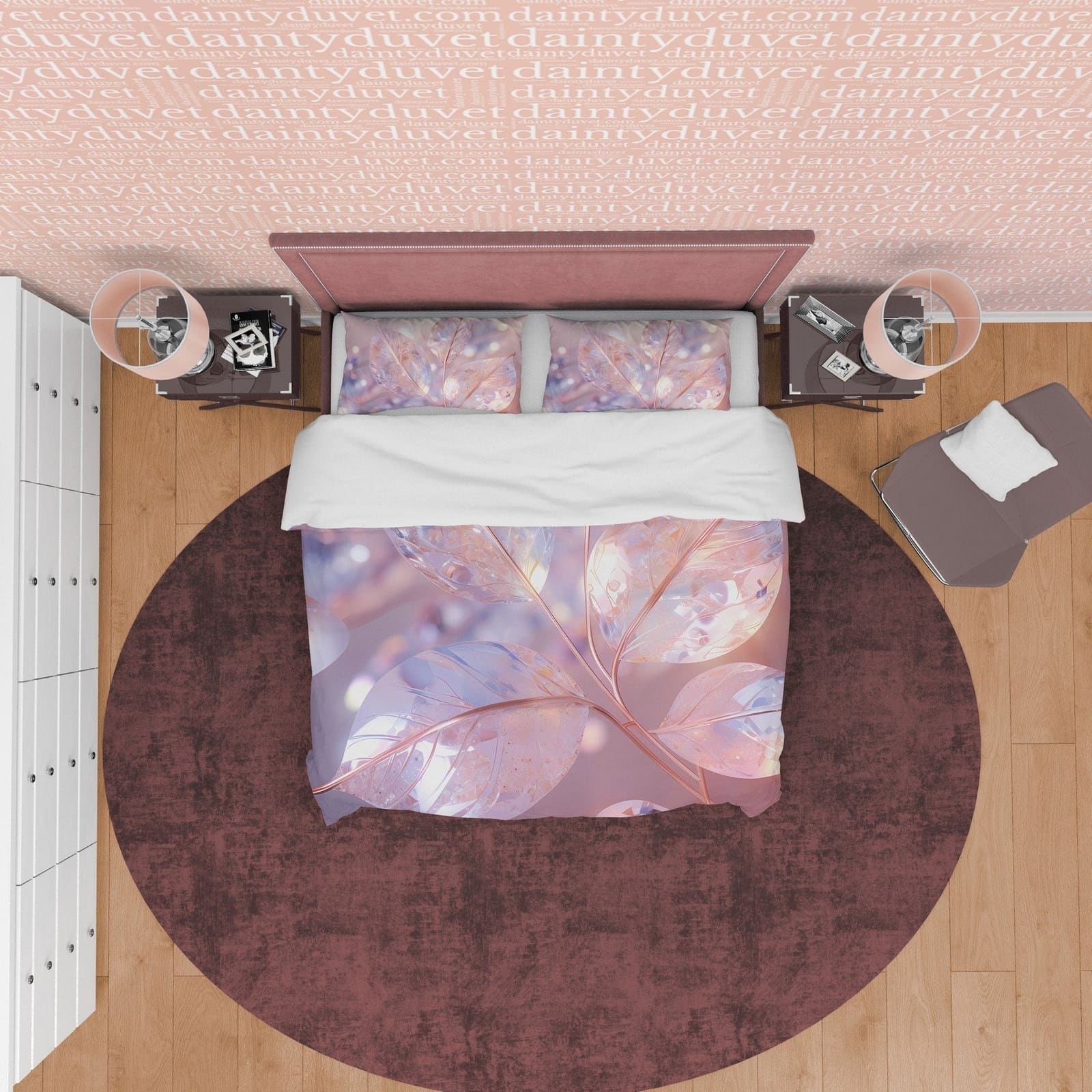 Crystal Holographic Bedding Set Boho Duvet Cover, Leaf Quilt Cover, Moonstone Inspired Bedspread, Pastel Color Galaxy Opal…