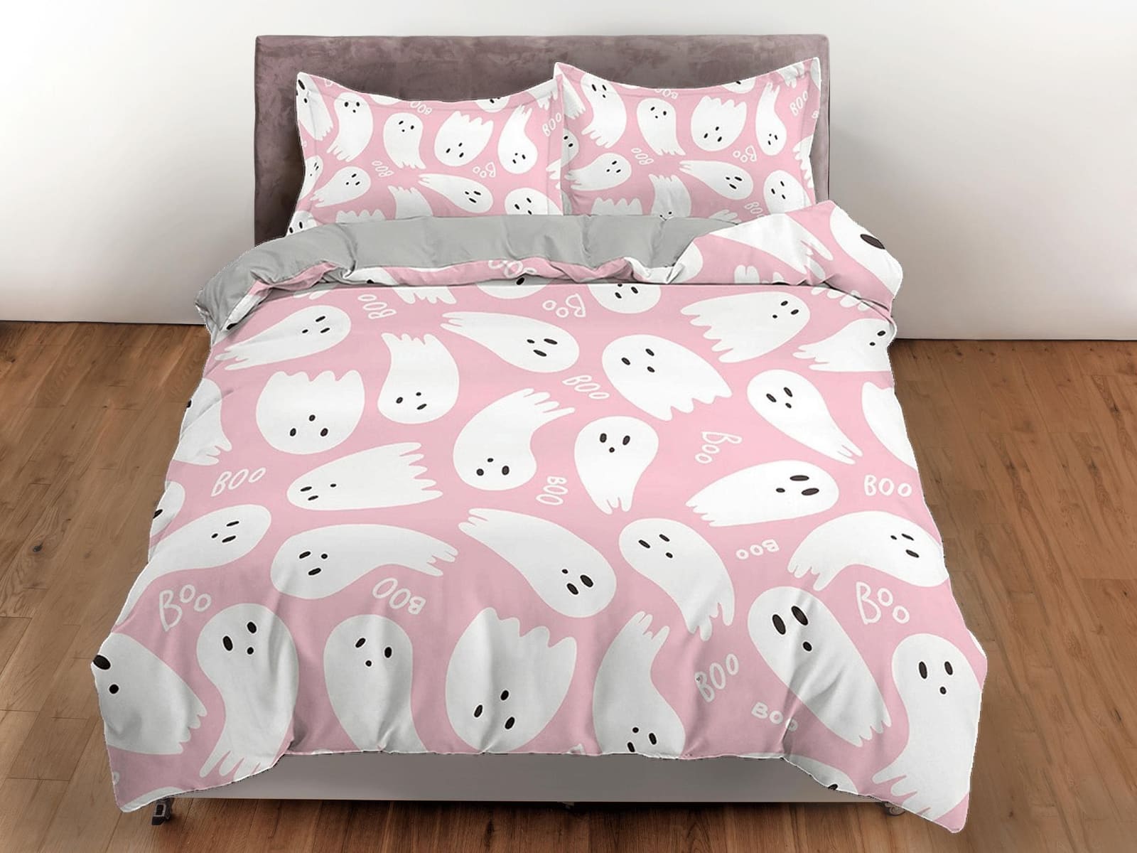 Cute baby ghost pink halloween full size bedding & pillowcase, duvet cover set dorm bedding, halloween decor gift, nursery…