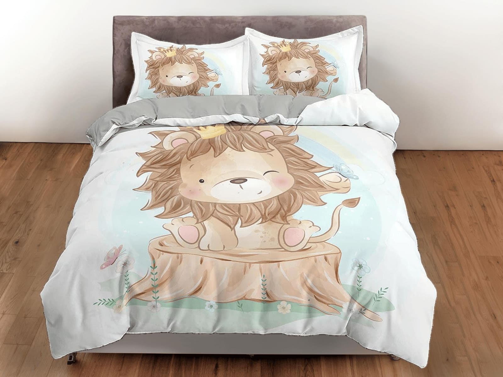 Cute Baby Lion Bedding Safari, Duvet Cover Set & Pillowcase, Zipper Bedding, Dorm Bedding, Teens Adult Duvet King Queen Fu…
