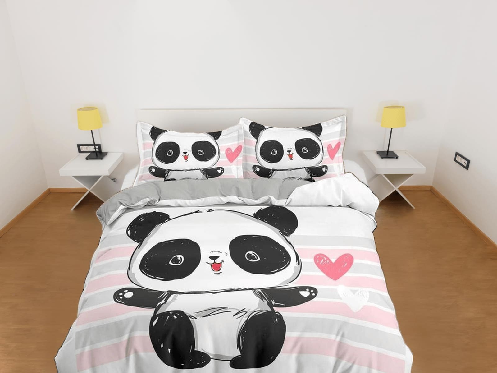 Cute baby panda duvet cover for kids, bedding set full, king, queen, dorm bedding, toddler bedding, aesthetic bedspread, p…