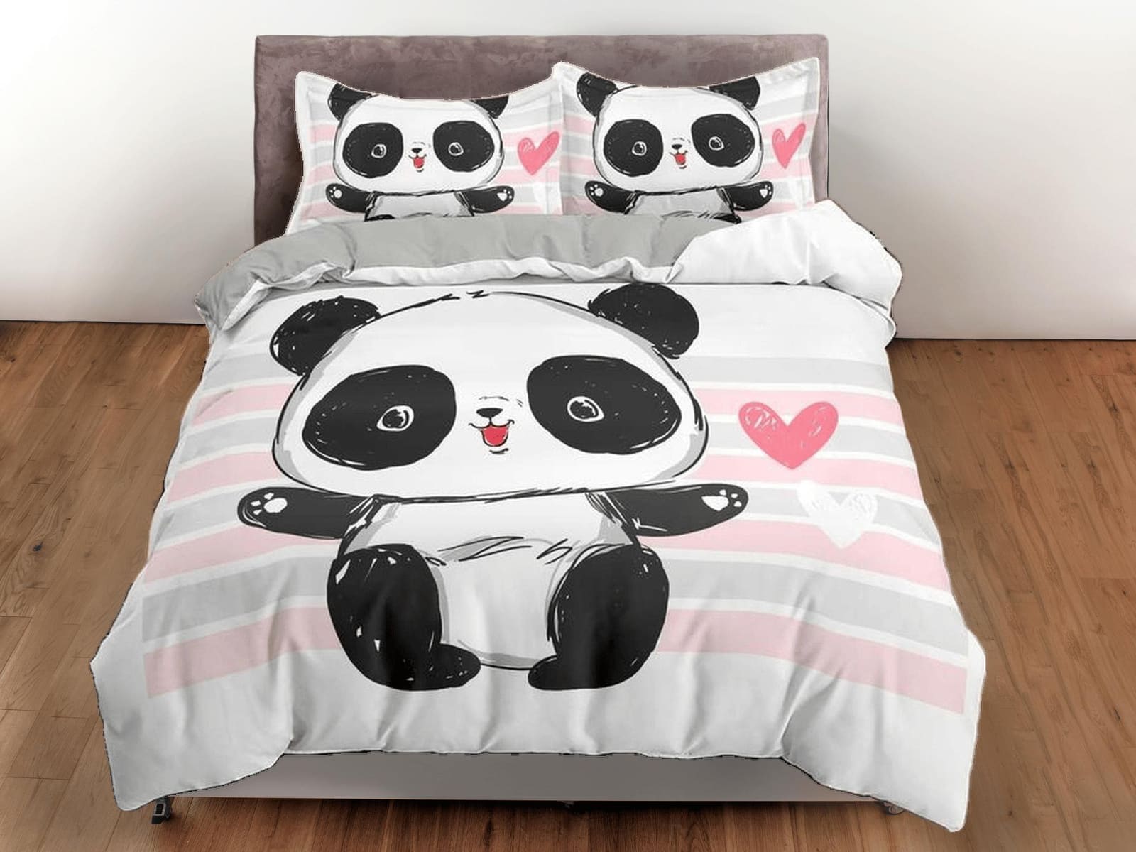 Cute baby panda duvet cover for kids, bedding set full, king, queen, dorm bedding, toddler bedding, aesthetic bedspread, p…
