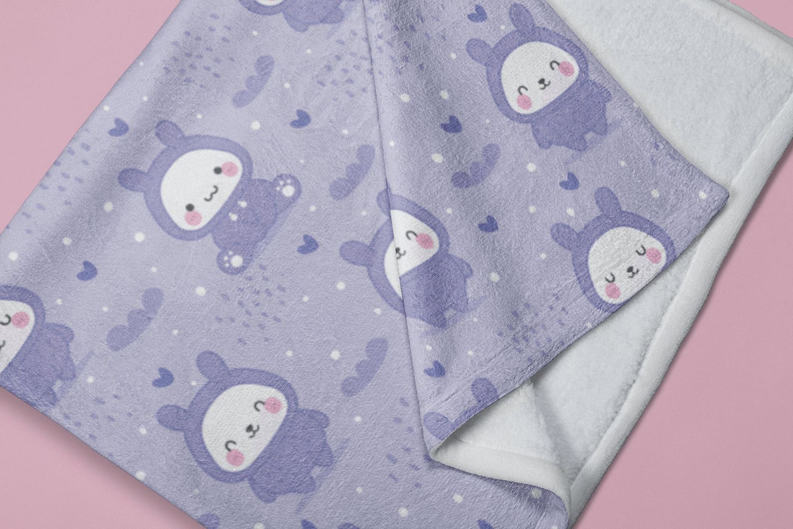 Cute Bunny Purple Soft Fluffy Velvet Flannel Fleece Throw Blanket