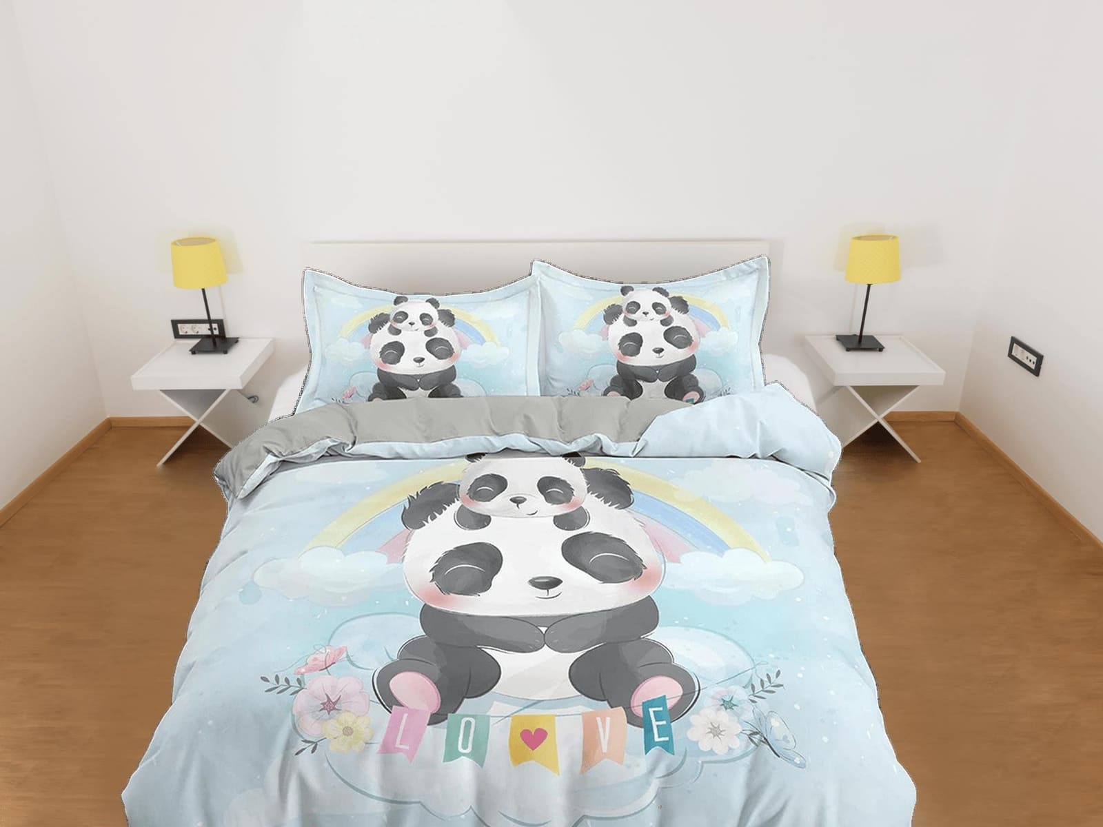 Cute Panda Baby Bedding, Duvet Cover Set & Pillowcase, Zipper Bedding, Dorm Bedding, Teens Adult Duvet King Queen Full Twi…