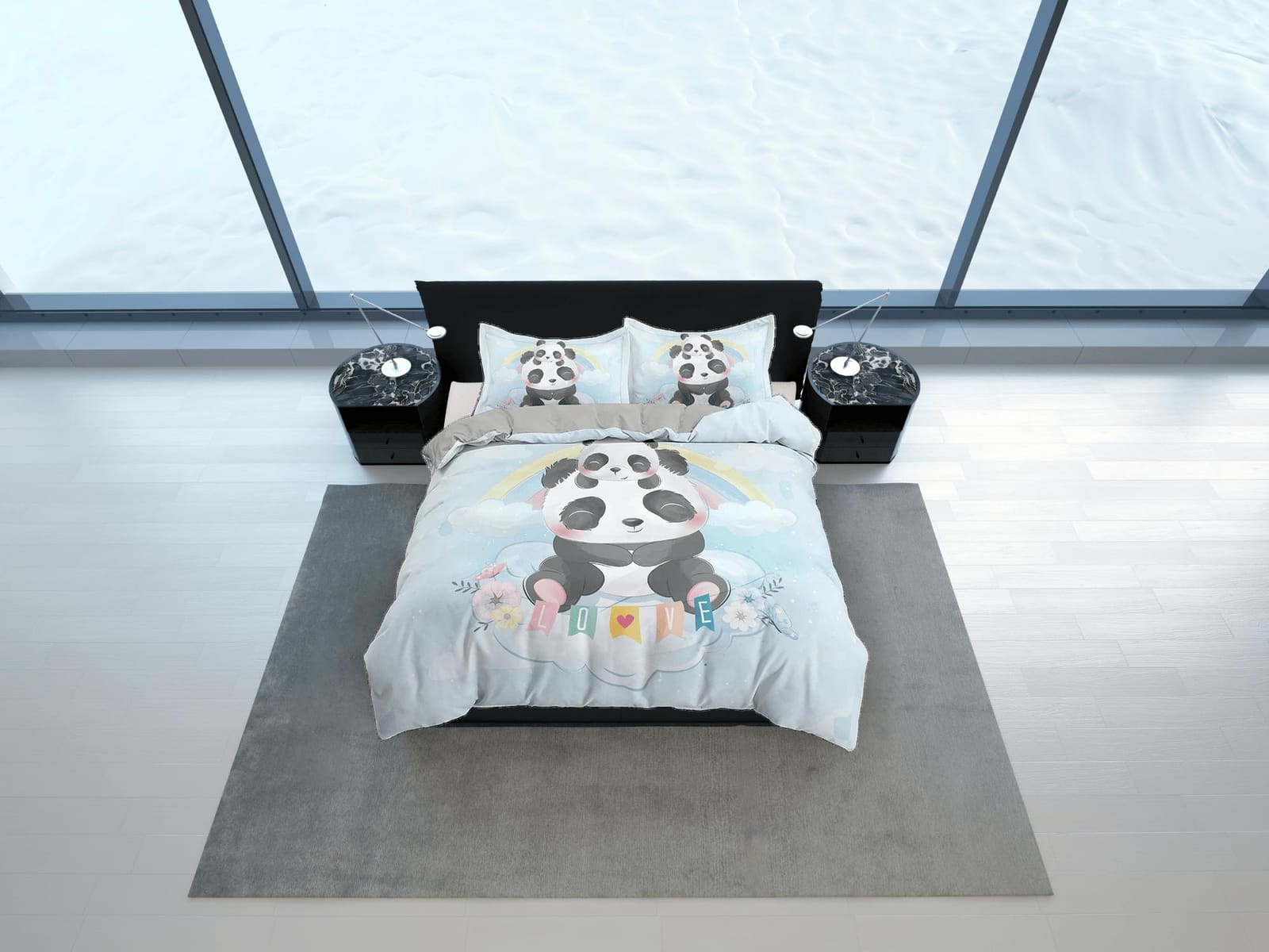 Cute Panda Baby Bedding, Duvet Cover Set & Pillowcase, Zipper Bedding, Dorm Bedding, Teens Adult Duvet King Queen Full Twi…