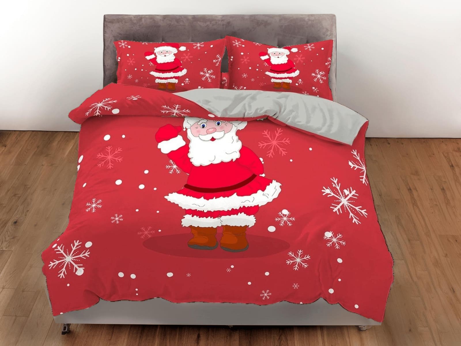 Cute Santa Claus Christmas bedding & pillowcase holiday gift red duvet cover king queen twin toddler bedding baby Christma…