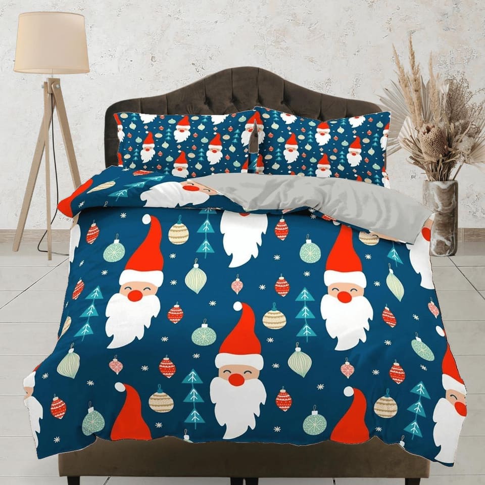 Cute Santa Claus pattern Christmas bedding & pillowcase holiday gift duvet cover king queen full twin toddler bedding baby…