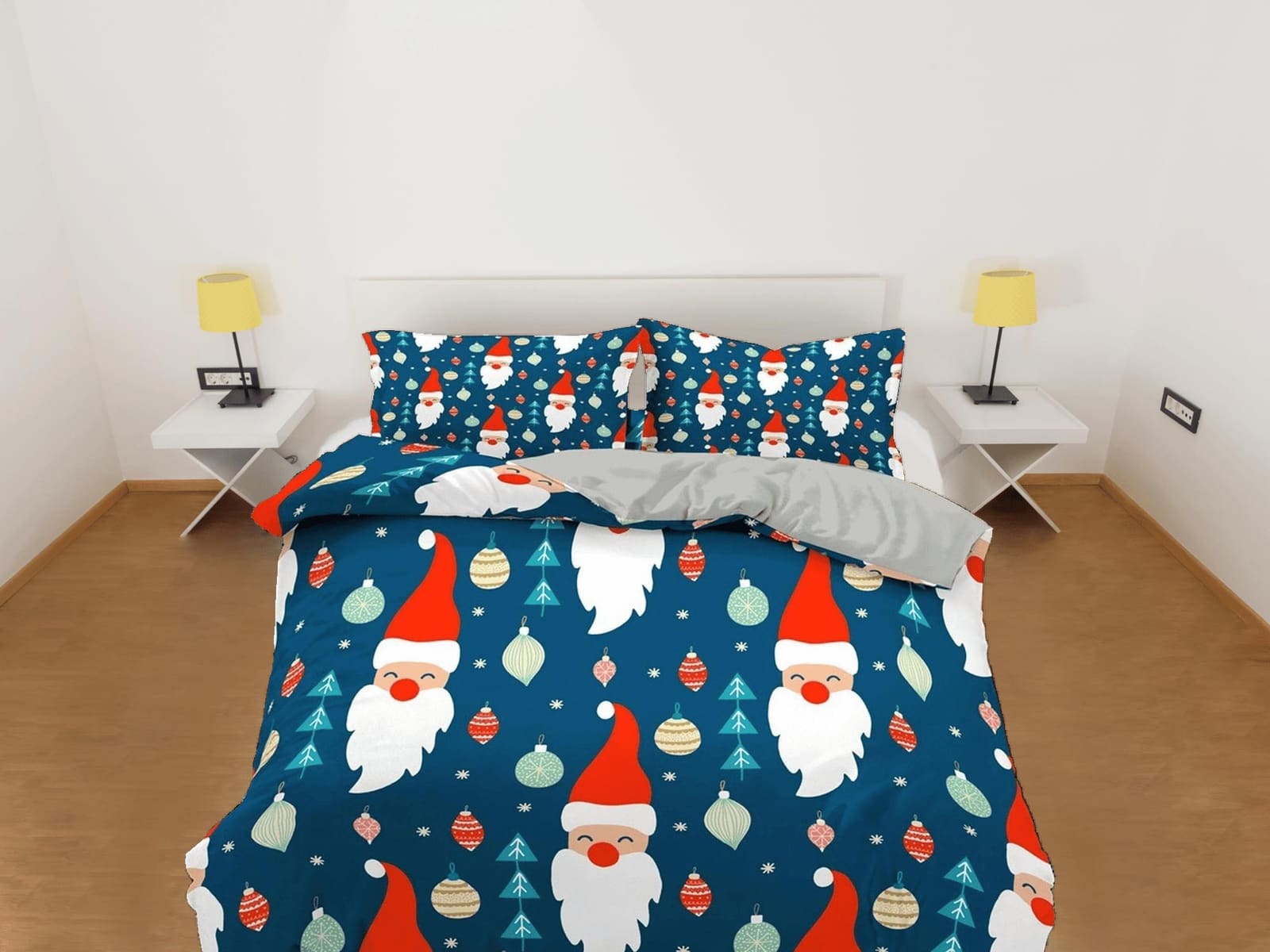 Cute Santa Claus pattern Christmas bedding & pillowcase holiday gift duvet cover king queen full twin toddler bedding baby…