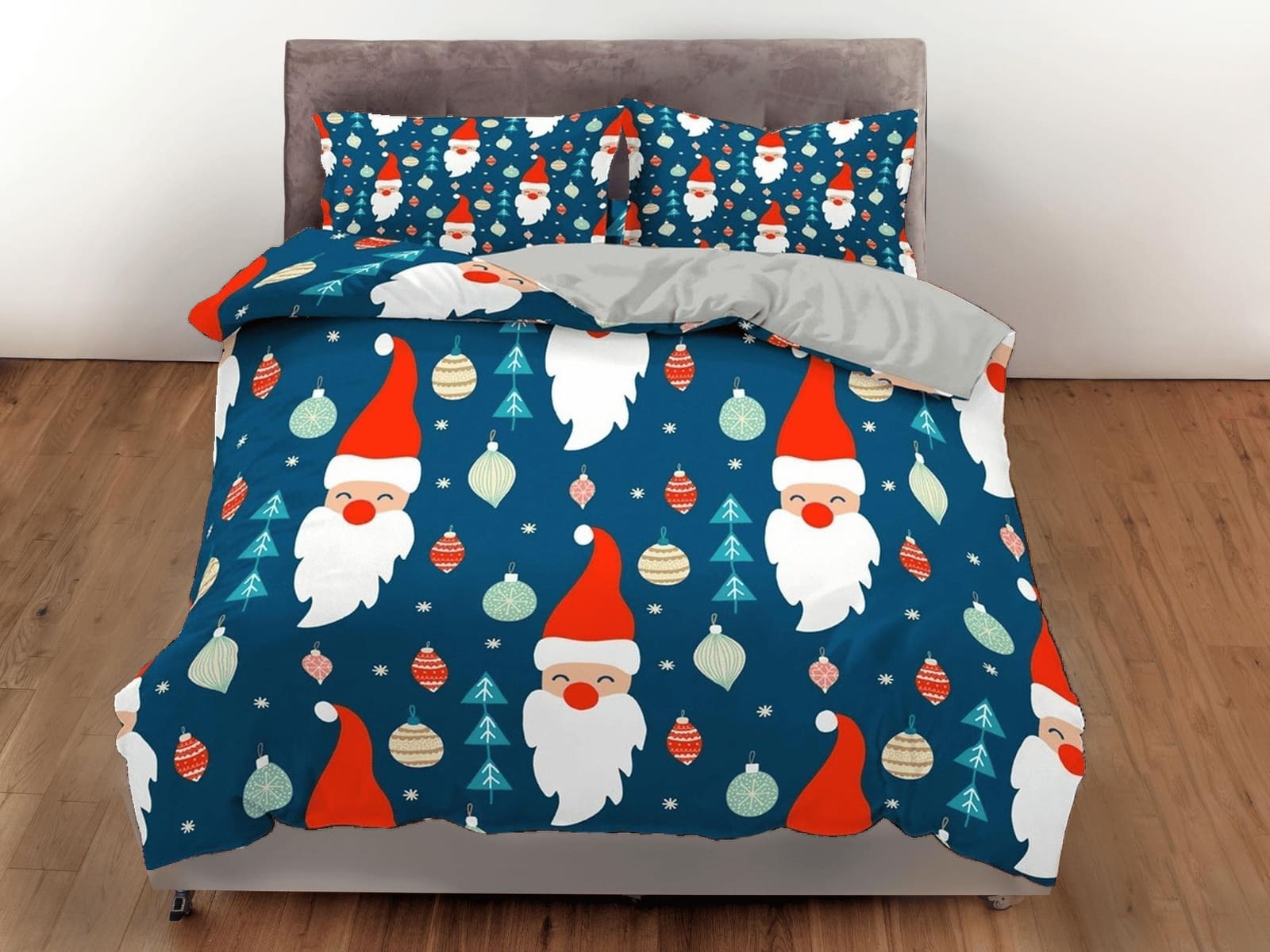Cute Santa Claus pattern Christmas bedding & pillowcase holiday gift duvet cover king queen full twin toddler bedding baby…