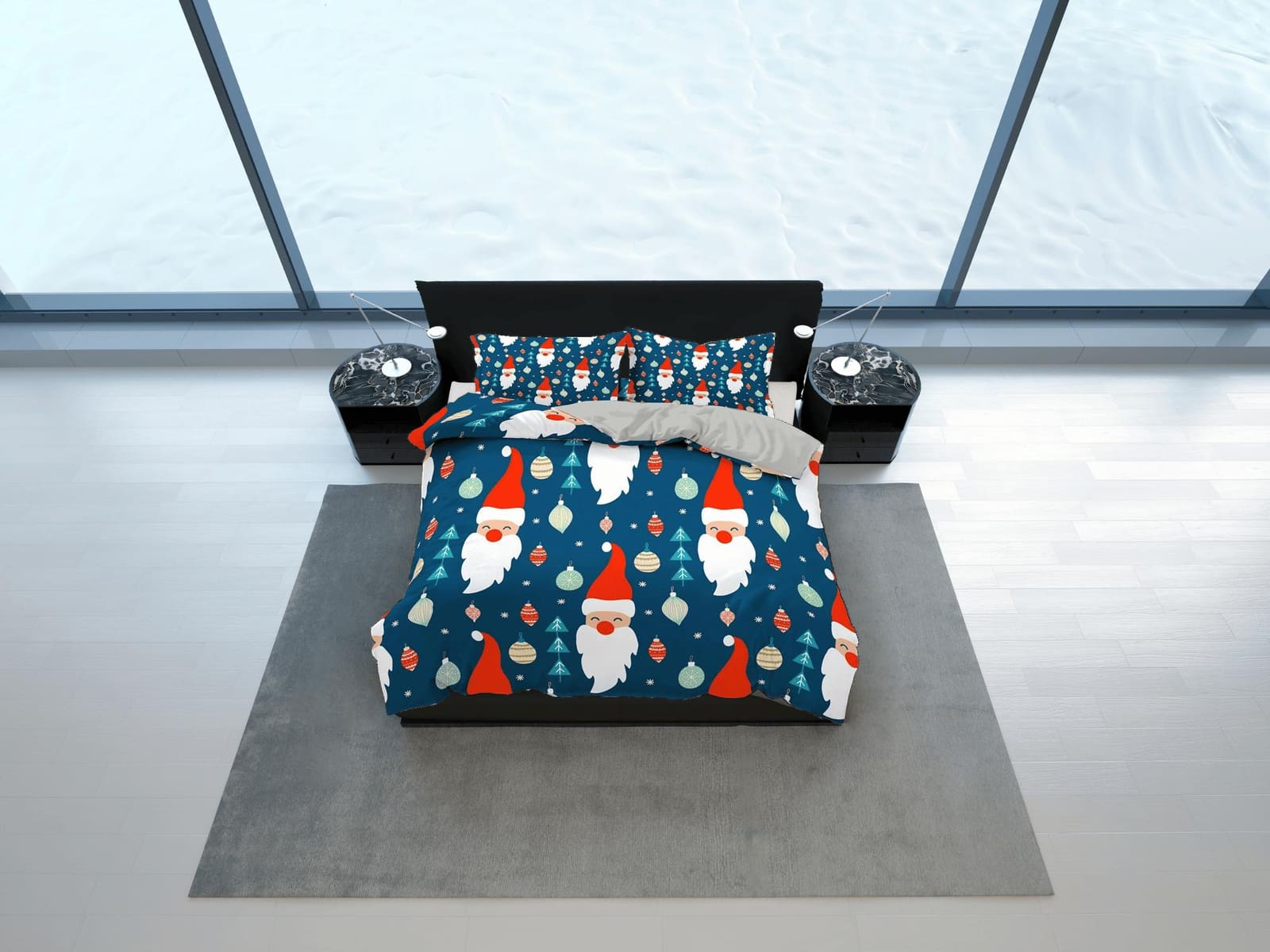 Cute Santa Claus pattern Christmas bedding & pillowcase holiday gift duvet cover king queen full twin toddler bedding baby…