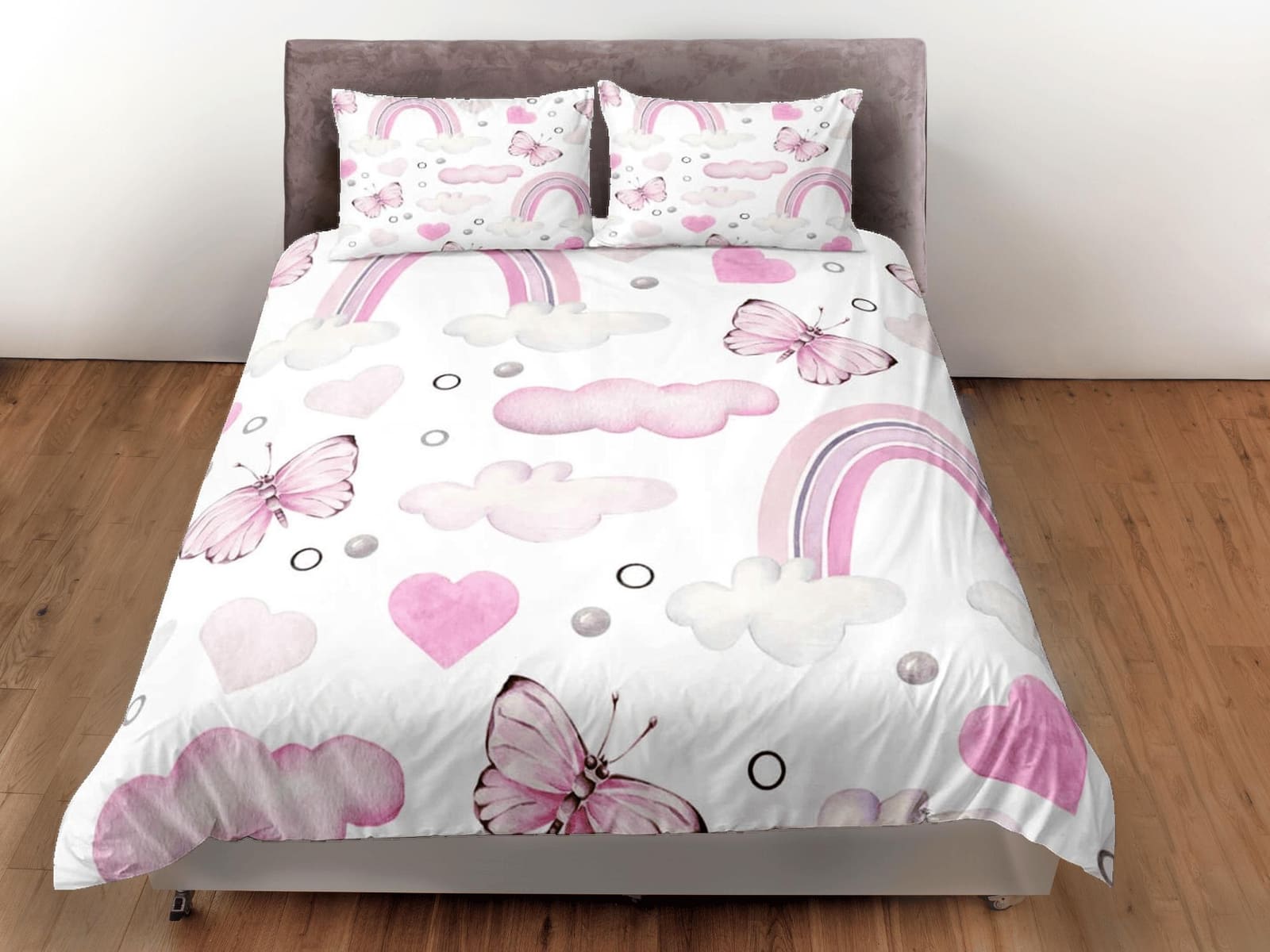 Dainty pink butterfly baby bedding nursery toddler bedding, dorm bedding full size adult duvet king queen twin, boho aesth…