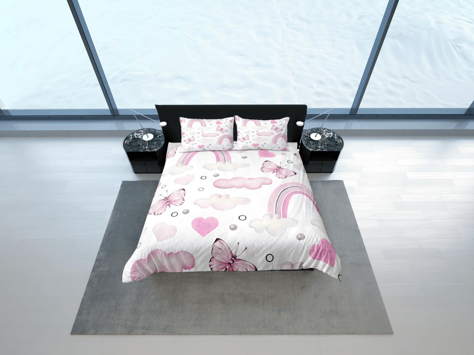 Dainty pink butterfly baby bedding nursery toddler bedding, dorm bedding full size adult duvet king queen twin, boho aesth…