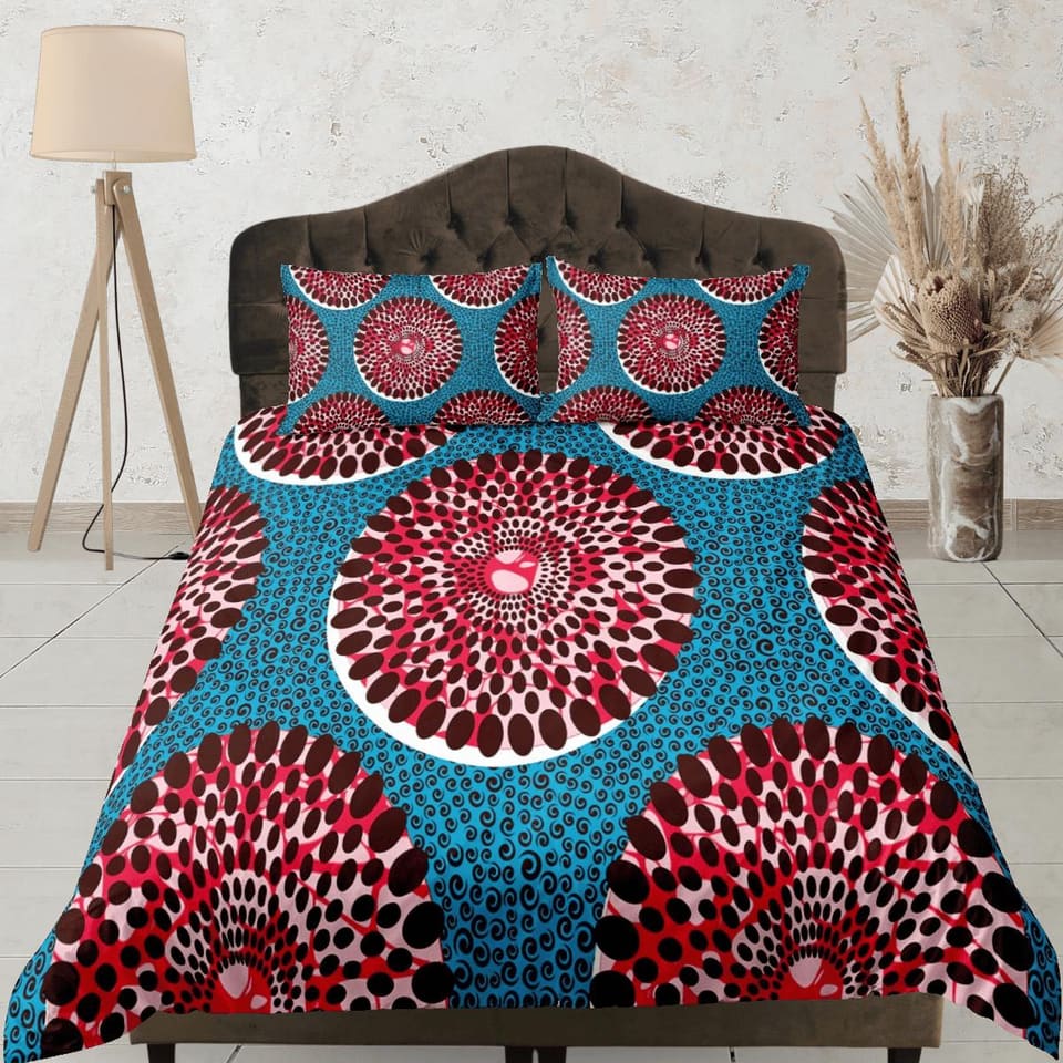 Dandelion african bedding duvet cover polka dot, boho bedding african ethnic tribal design, afrocentric designer bedding,…