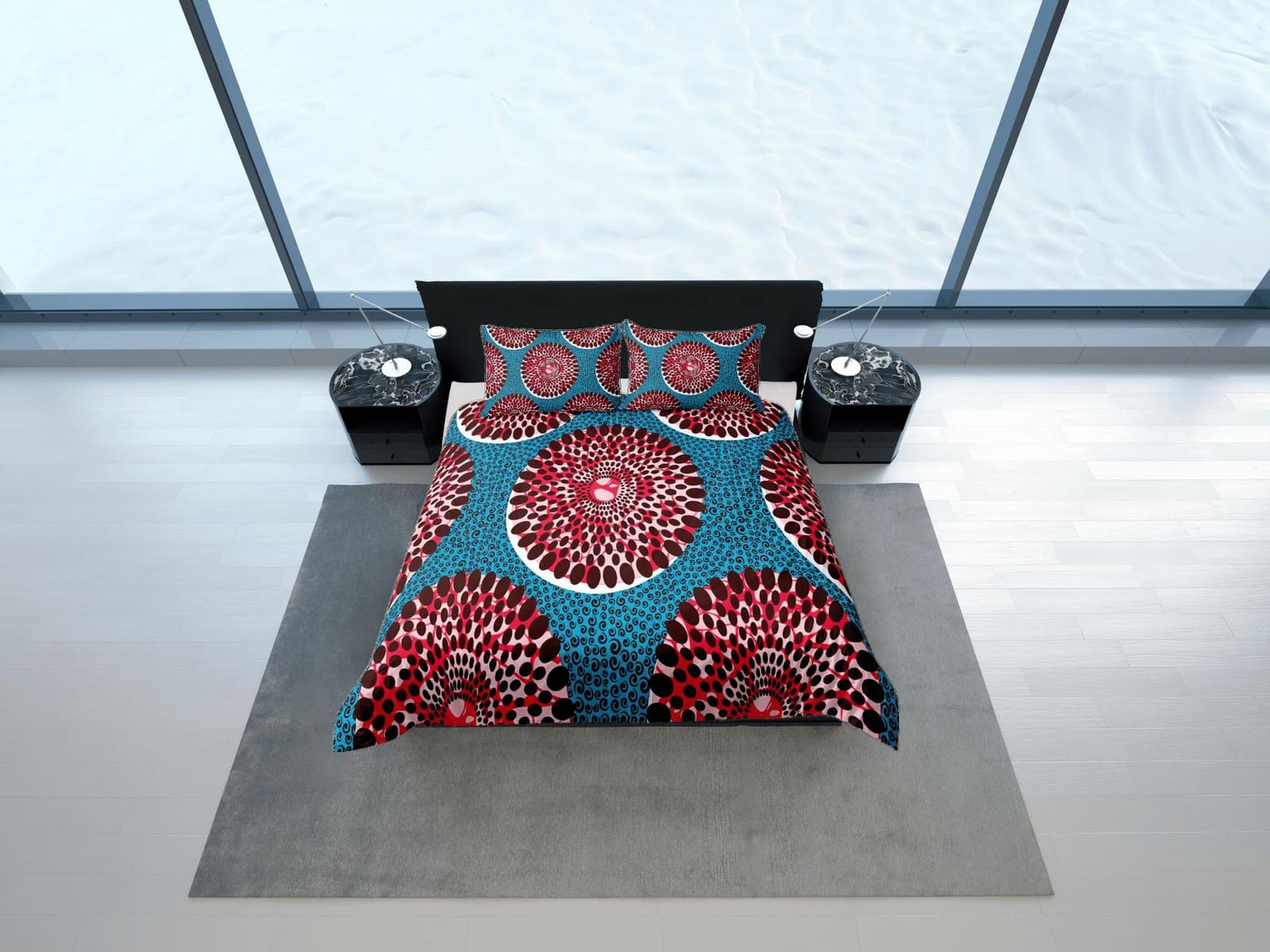 Dandelion african bedding duvet cover polka dot, boho bedding african ethnic tribal design, afrocentric designer bedding,…
