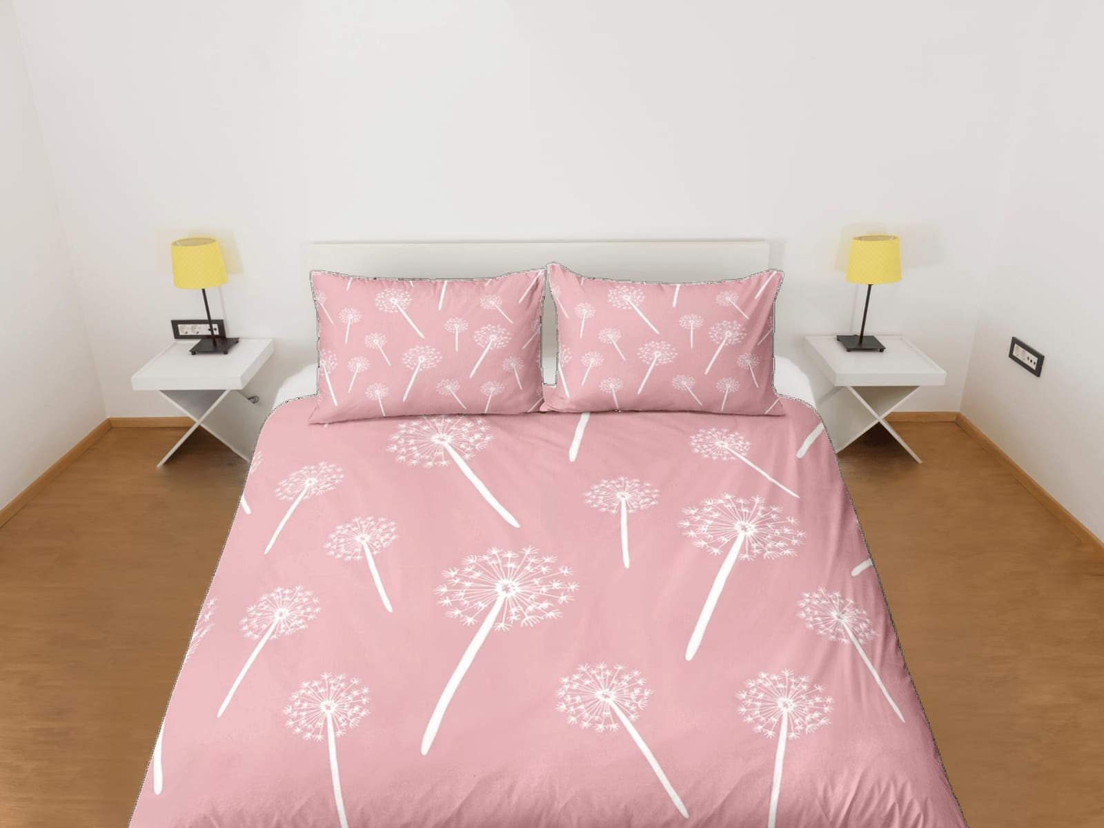 Dandelion floral pink duvet cover colorful bedding, teen girl bedroom, baby girl crib bedding boho maximalist bedspread ae…