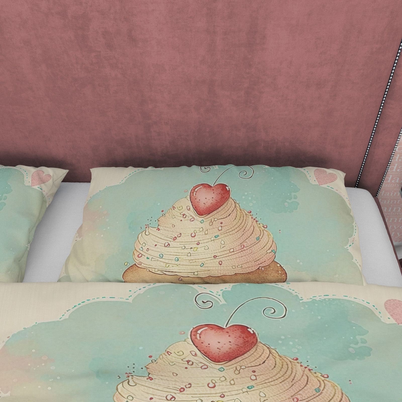 Delightful Cupcake Duvet Cover Boho Bedroom Set, Sweet Girly Bedspread,  Pastel Color Cute Quilt Cover, Dorm Bedding, Baby…