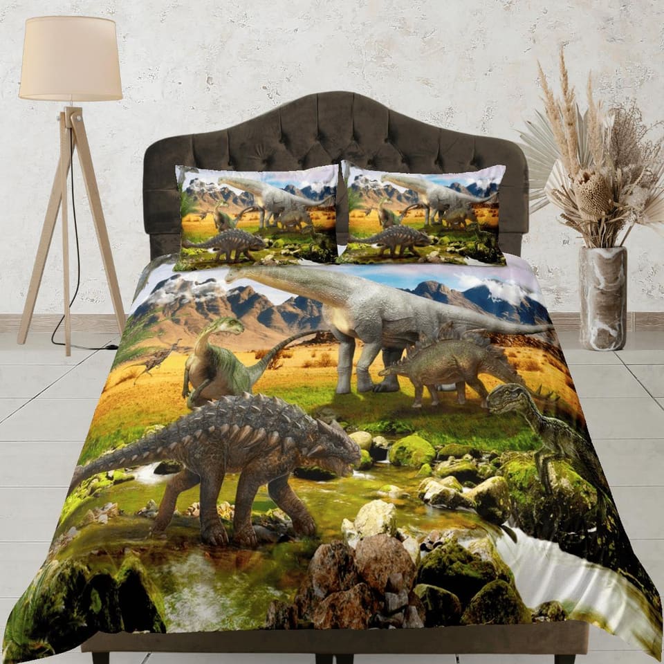 Dinosaur bedding, adult duvet cover, dorm bedding, teen boys bedding set full, animal prints duvet cover set, dinosaur gif…