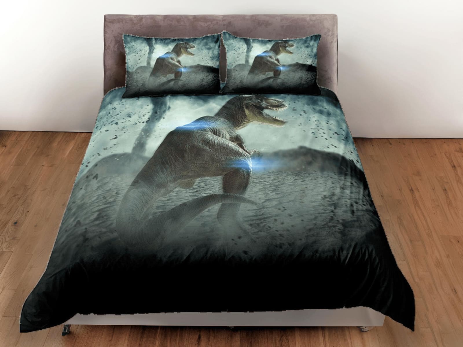 Dinosaur Duvet Cover Set Sci-Fi Bedspread, Animal TRex Dorm Bedding with Pillowcase