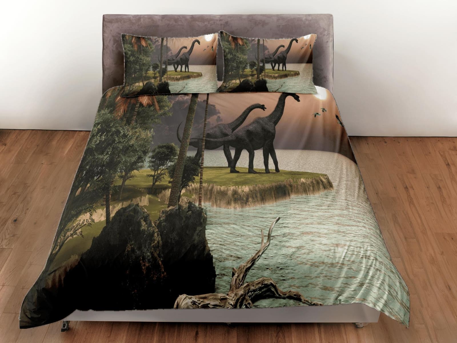 Diplodocus dinosaur in island bedding, adult duvet cover, dorm bedding, teen boys bedding set full, animal duvet cover set…