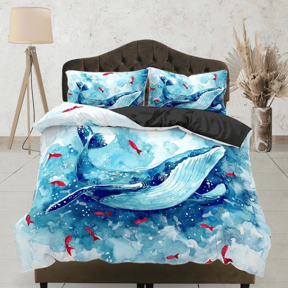 Dolphin painting bedding artistic design duvet cover, ocean blush decor bottle nose dolphin bedding set full king queen tw…