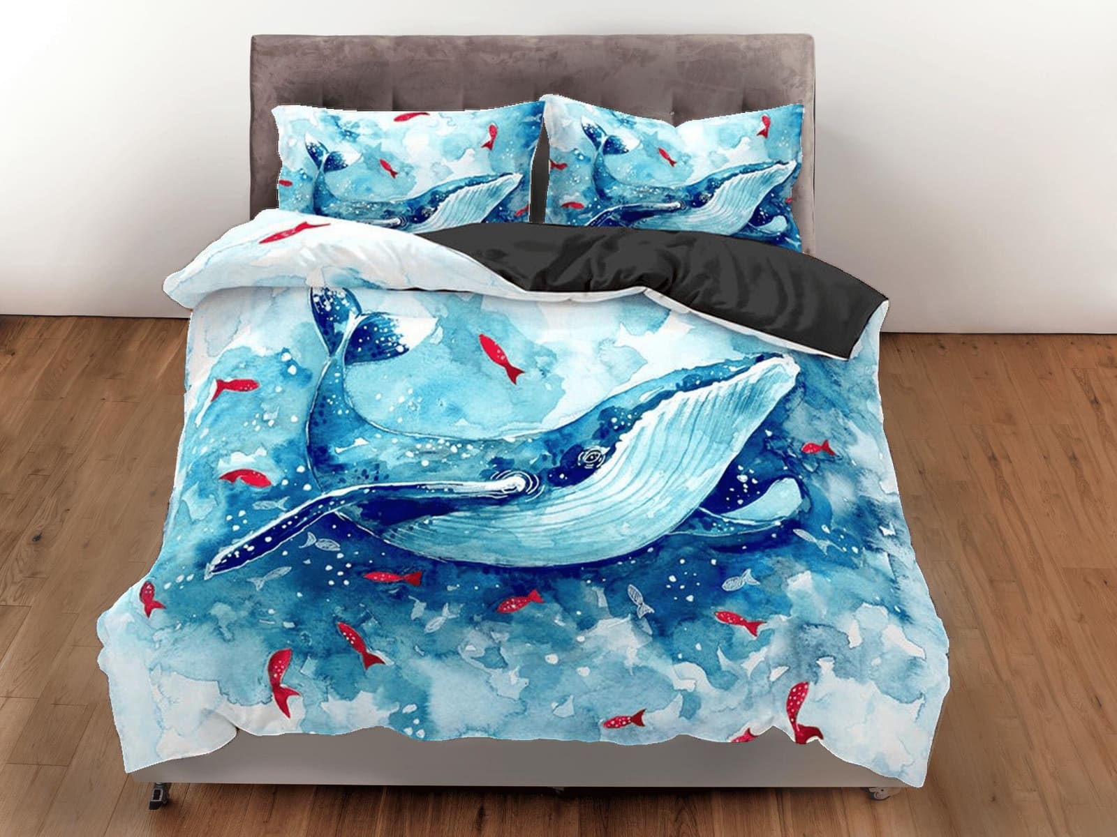 Dolphin painting bedding artistic design duvet cover, ocean blush decor bottle nose dolphin bedding set full king queen tw…