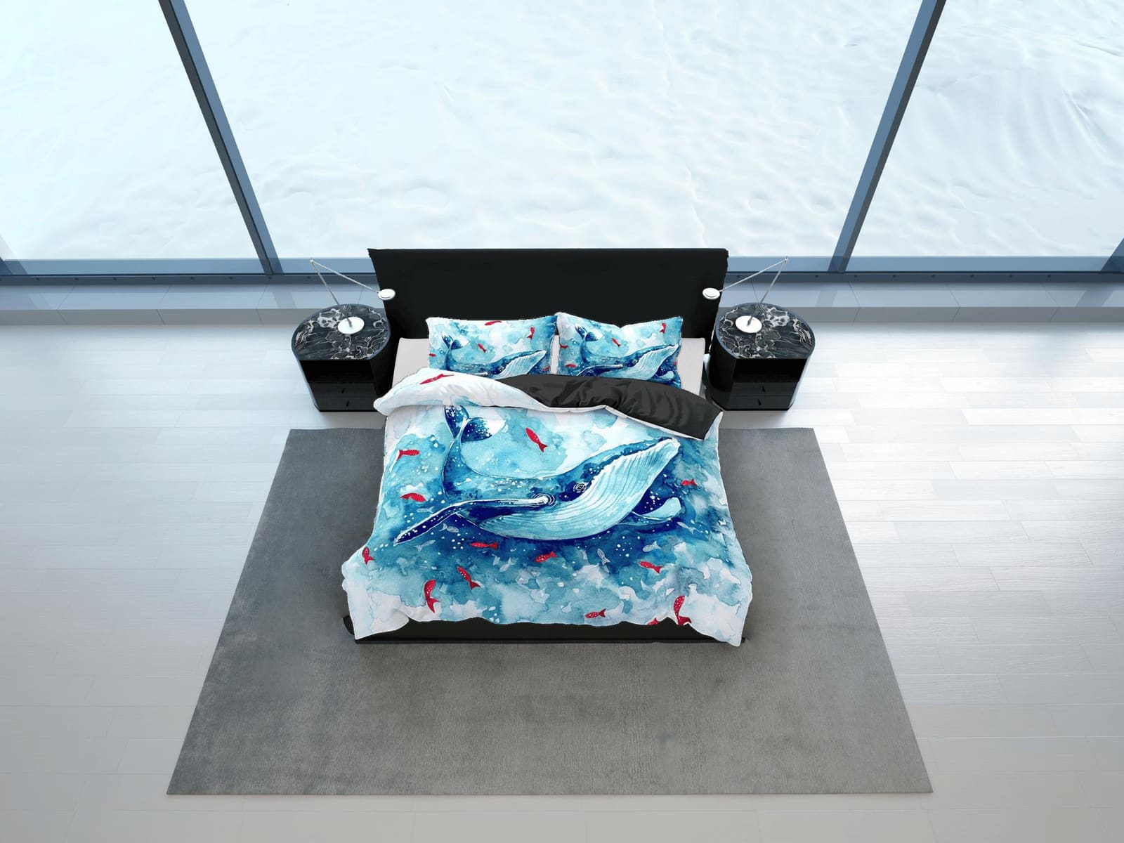 Dolphin painting bedding artistic design duvet cover, ocean blush decor bottle nose dolphin bedding set full king queen tw…