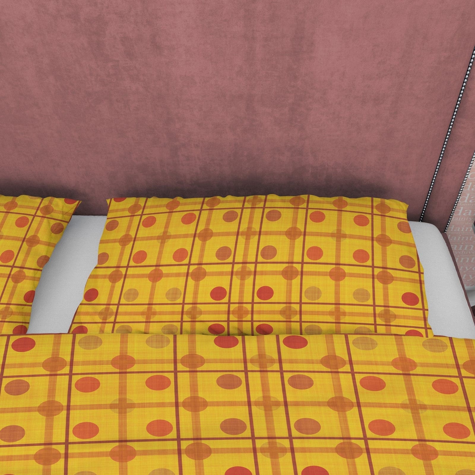 Dotted Yellow Plaid Bedding Checkered Duvet Cover, Autumn Color Geometric Bedspread Modern Farmhouse Rustic Bedroom Set, T…