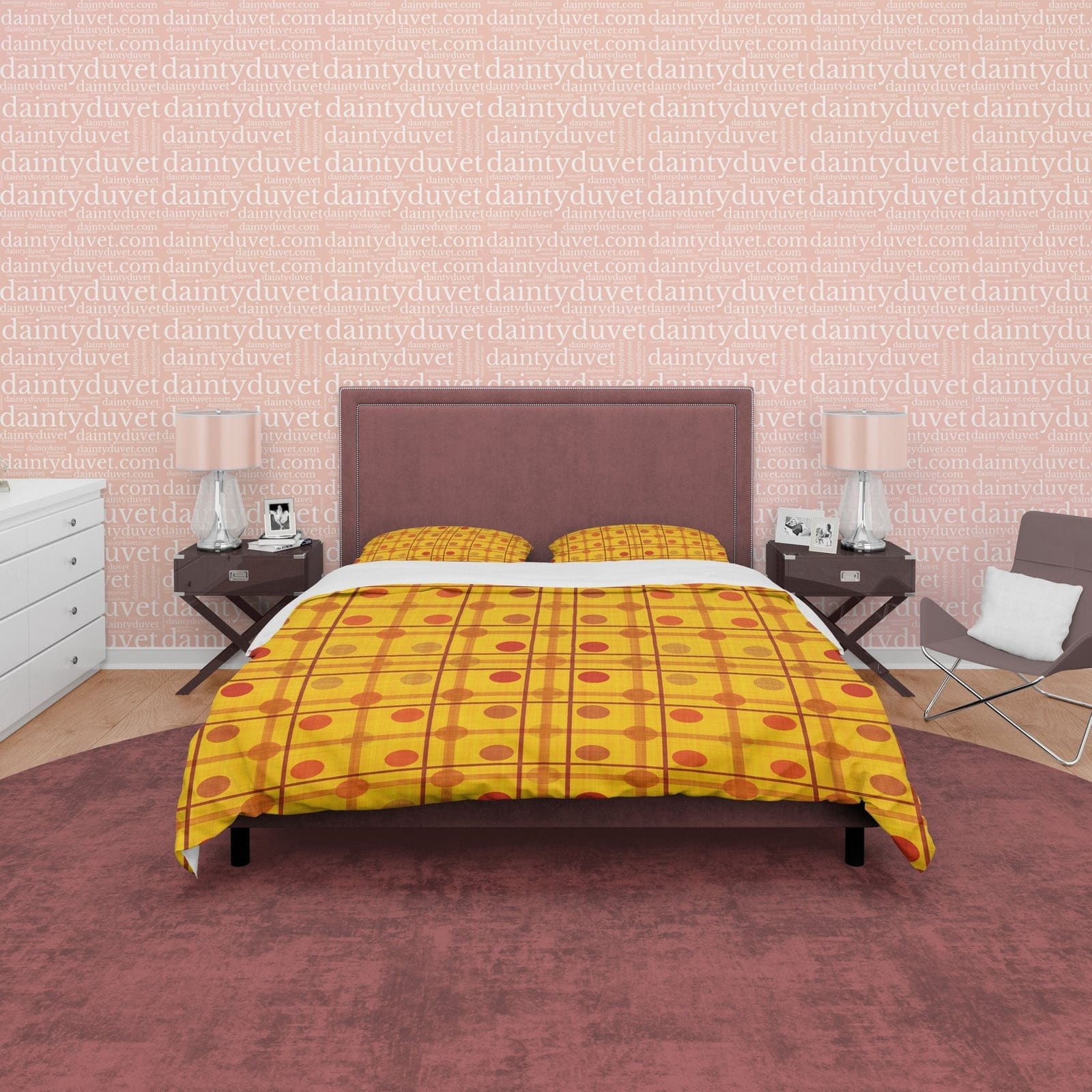 Dotted Yellow Plaid Bedding Checkered Duvet Cover, Autumn Color Geometric Bedspread Modern Farmhouse Rustic Bedroom Set, T…