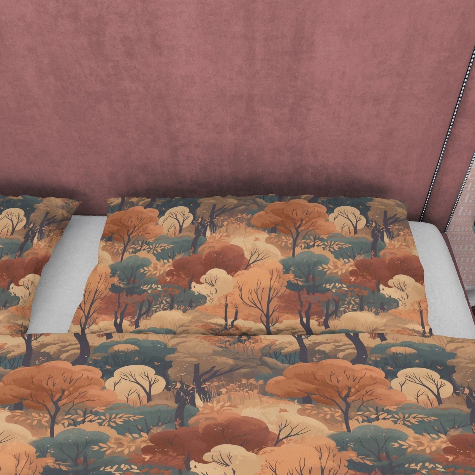 Dried Forest Rustic Duvet Cover Fall Bedding Set, Warm Autumn Colors Printed Quilt Cover, Foliage Bedspread, Boho Brown Bl…