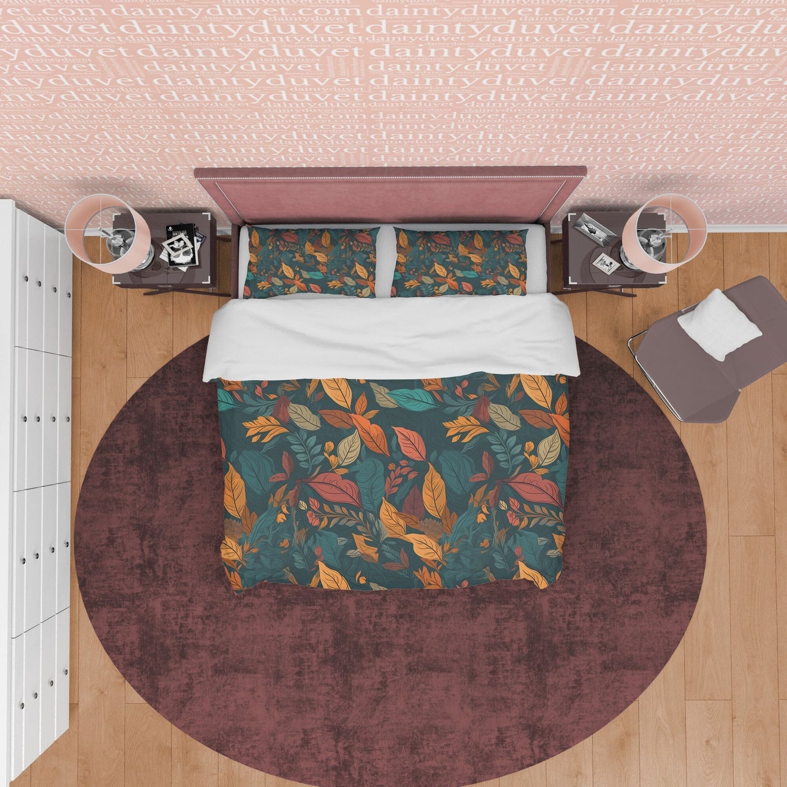 Dried Leaf Fall Duvet Cover Cozy Autumn Aesthetic Bedding Set, Warm Colors Printed Quilt Cover, Green And Yellow Plant Bla…