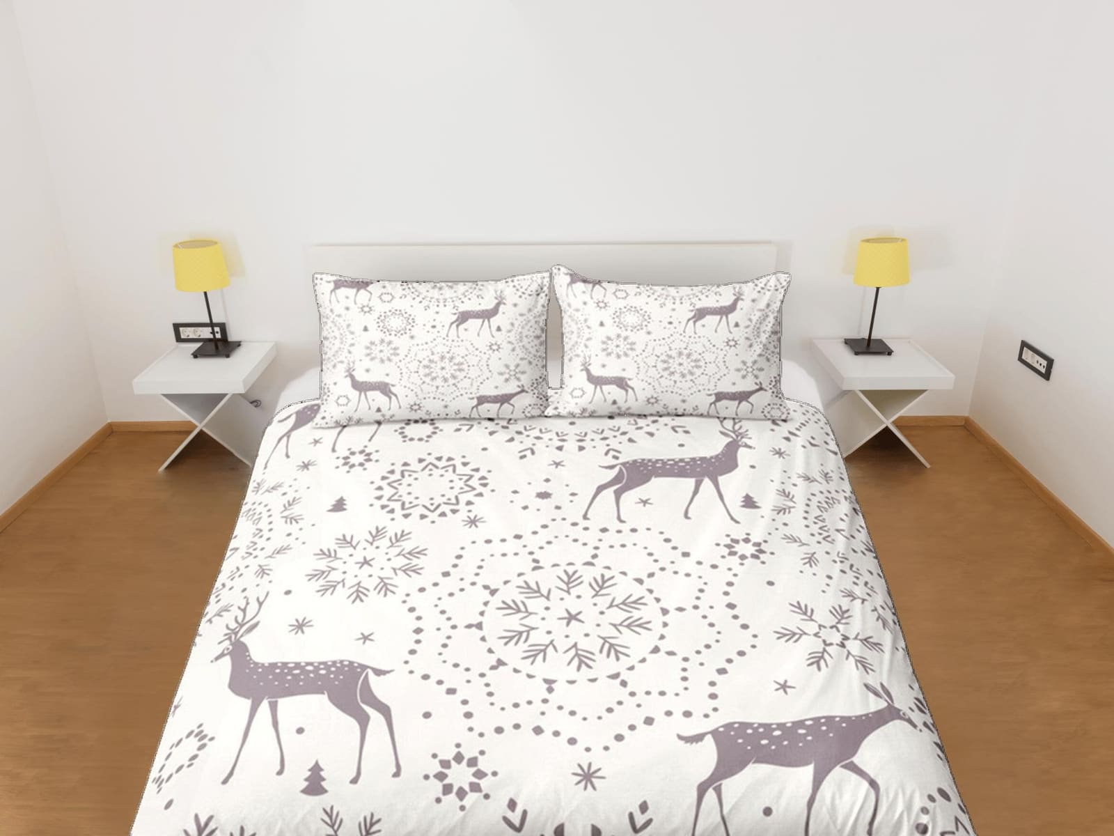 Duvet Cover Set Boho Bedding, Winter Blanket Snowflakes Dorm Bedding & Pillowcase