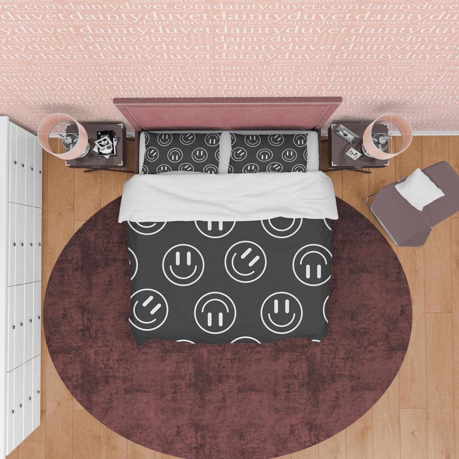 Emoji Black and White Duvet Cover Set, Happy Face Blanket Cover Retro Printed Bedding Set, 90s Nostalgia Quilt Cover, Groo…