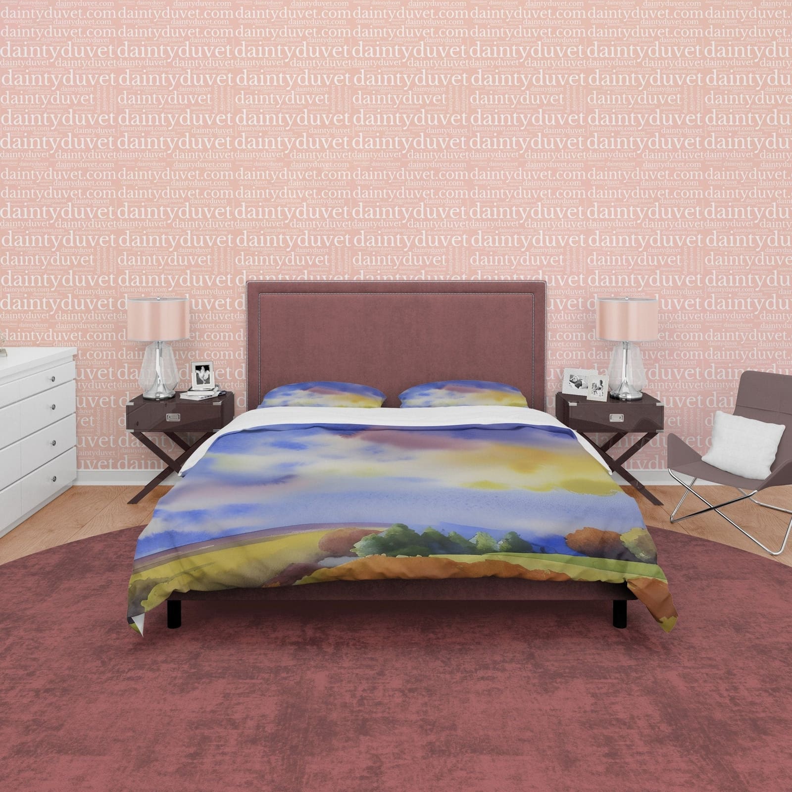 Fall Scenery Duvet Cover Autumn Bedding Set, Warm Autumn Colors Printed Quilt Cover, Foliage Bedspread — view 4