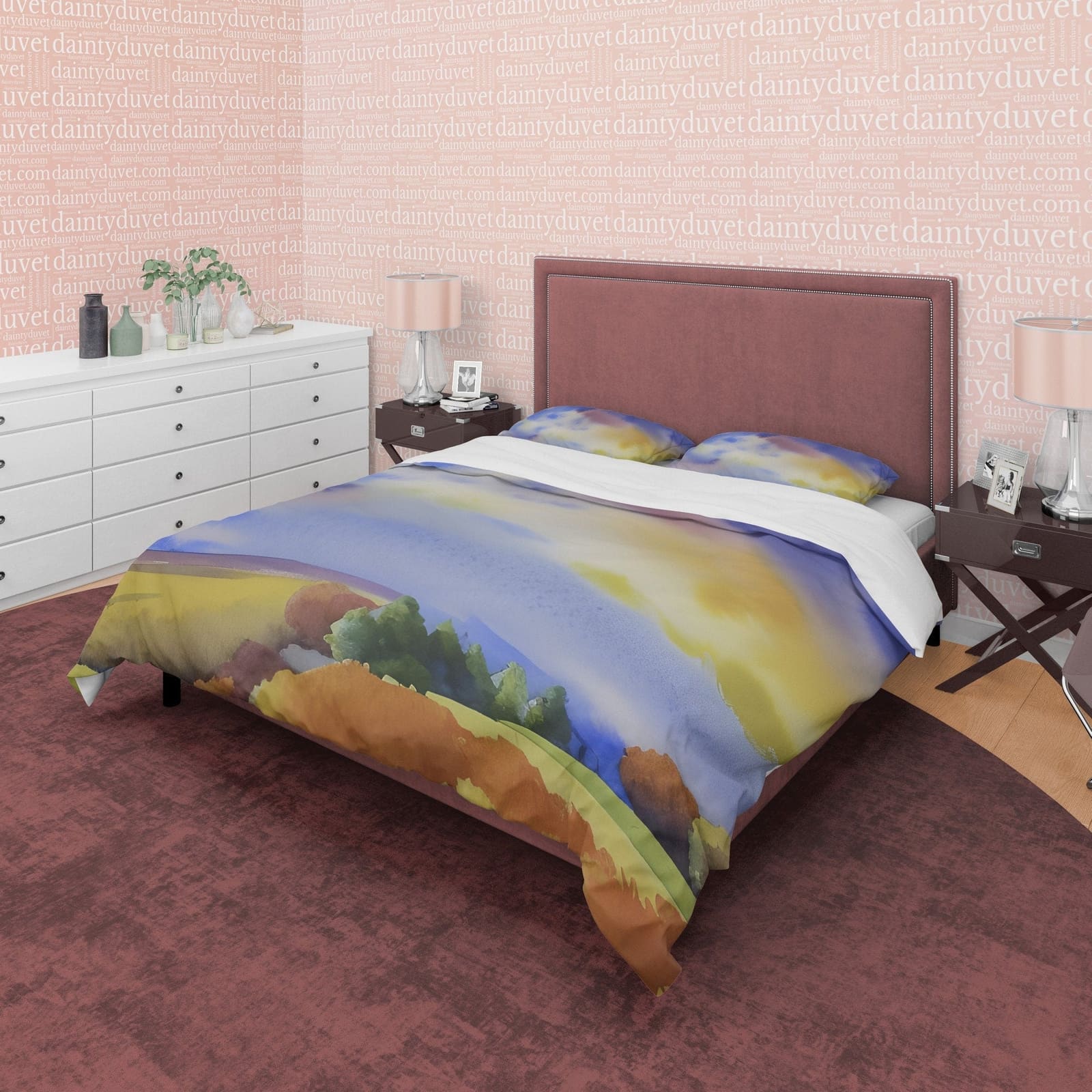 Fall Scenery Duvet Cover Autumn Bedding Set, Warm Autumn Colors Printed Quilt Cover, Foliage Bedspread — view 5