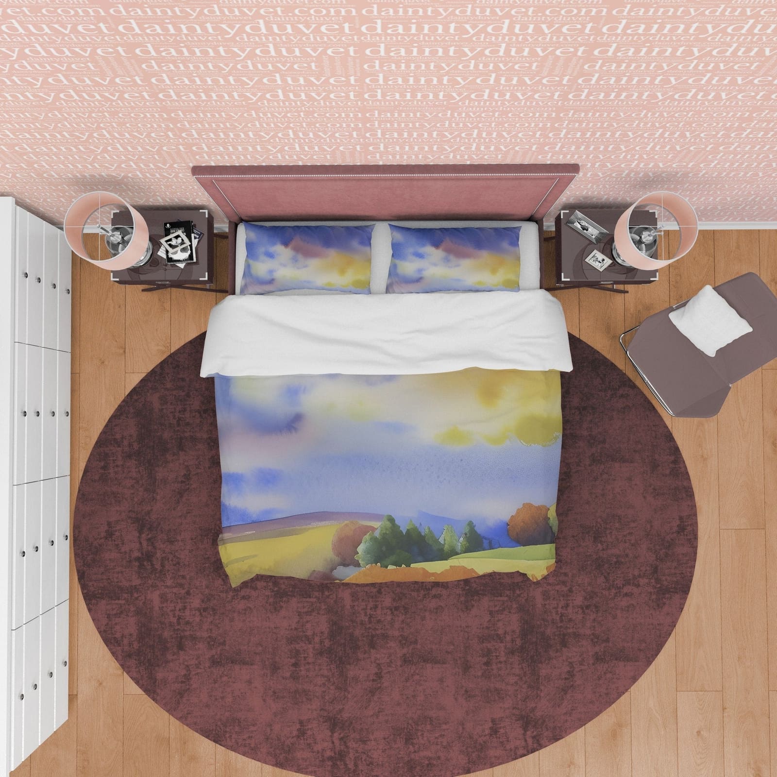 Fall Scenery Duvet Cover Autumn Bedding Set, Warm Autumn Colors Printed Quilt Cover, Foliage Bedspread — view 6