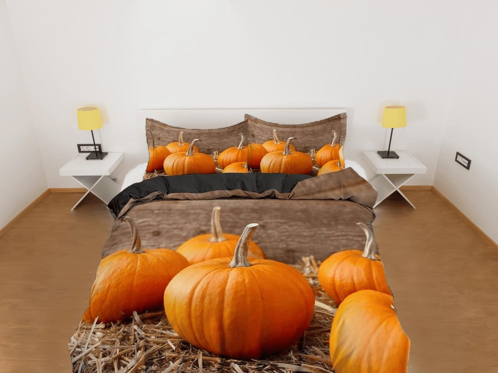 Farmhouse pumpkin halloween bedding & pillowcase, gothic duvet cover, dorm bedding, goth decor toddler bedding, halloween…