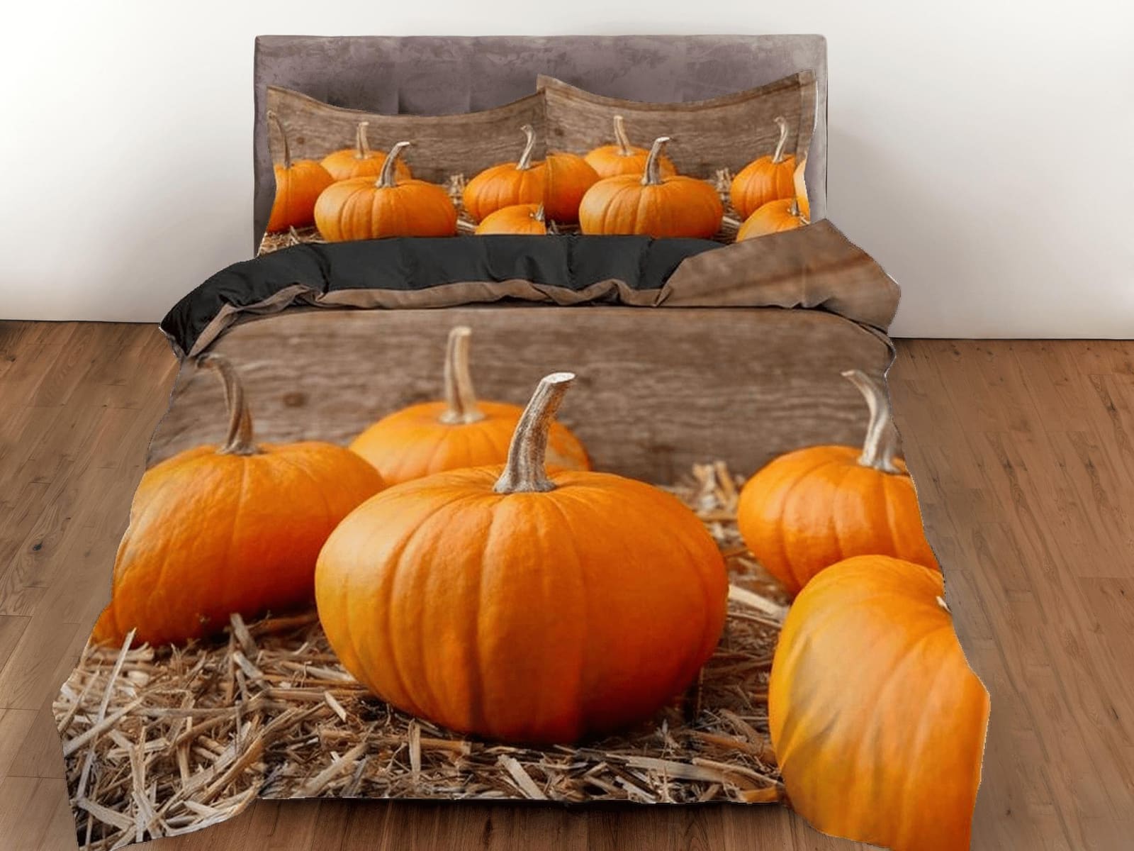 Farmhouse pumpkin halloween bedding & pillowcase, gothic duvet cover, dorm bedding, goth decor toddler bedding, halloween…