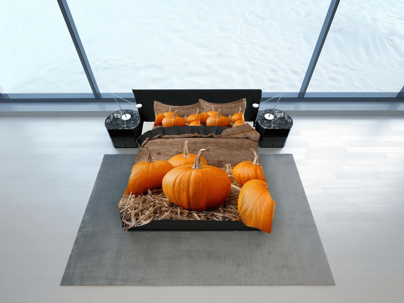 Farmhouse pumpkin halloween bedding & pillowcase, gothic duvet cover, dorm bedding, goth decor toddler bedding, halloween…