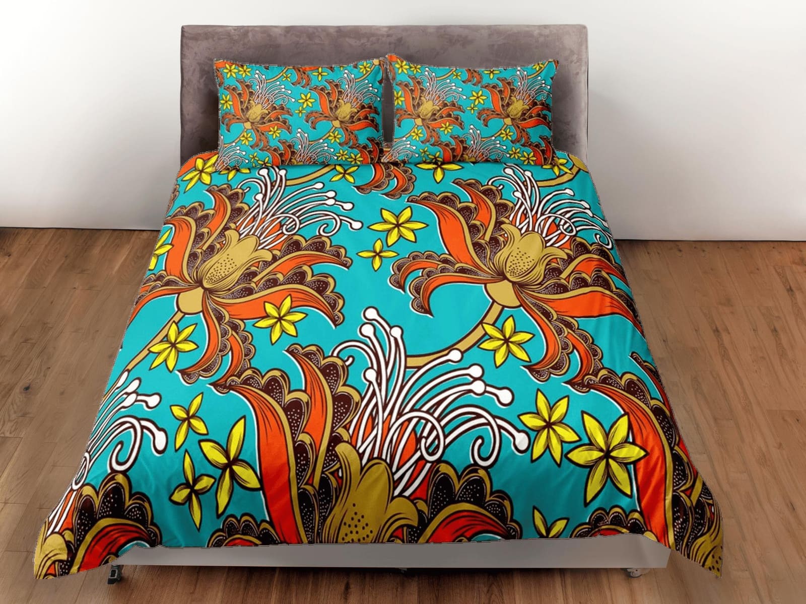 Floral printed african bedding set duvet cover, boho bedding african ethnic tribal designs, afrocentric designer bedding,…