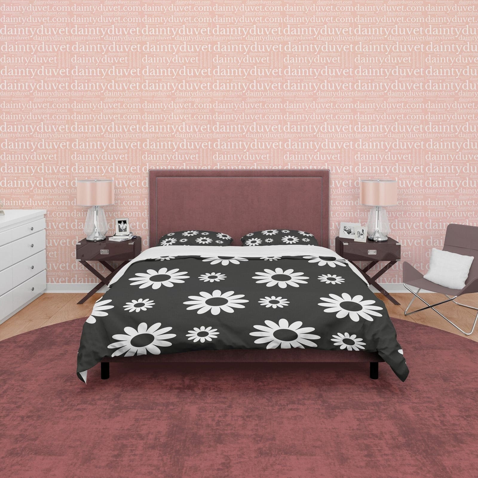 Flower Black and White Duvet Cover Set, Simple Floral Blanket Cover Retro Printed Bedding Set, 90s Nostalgia Quilt Cover,…