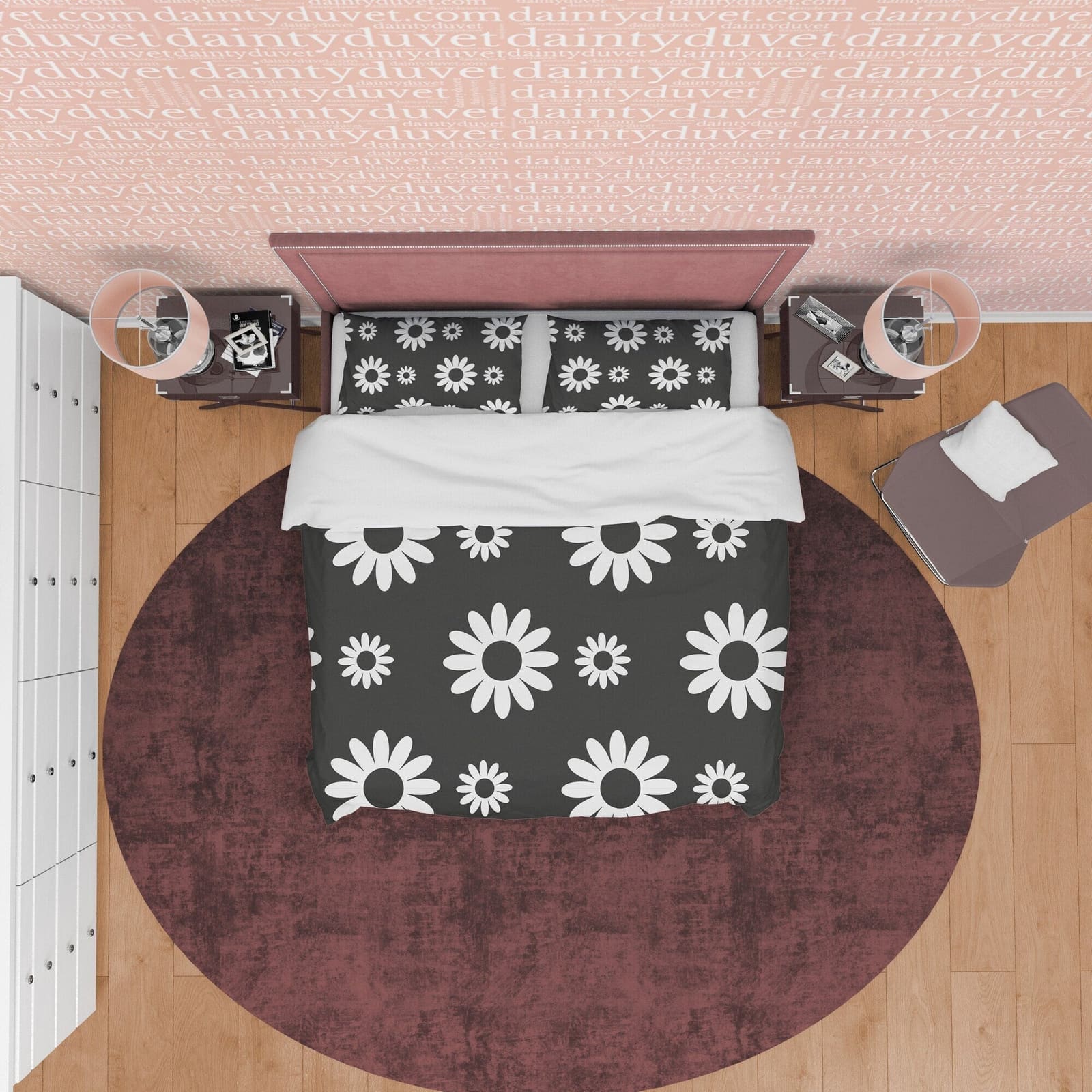 Flower Black and White Duvet Cover Set, Simple Floral Blanket Cover Retro Printed Bedding Set, 90s Nostalgia Quilt Cover,…