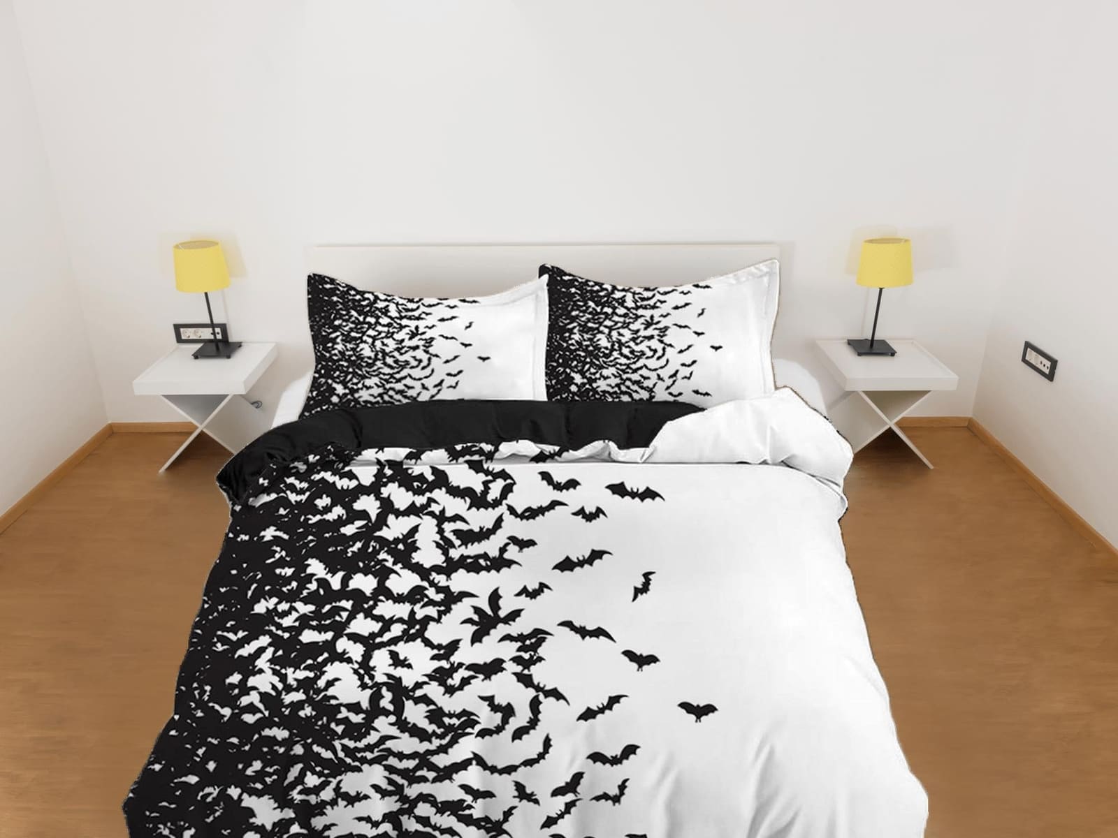 Flying bats halloween full size bedding & pillowcase, duvet cover set dorm bedding, halloween decor, nursery toddler beddi…