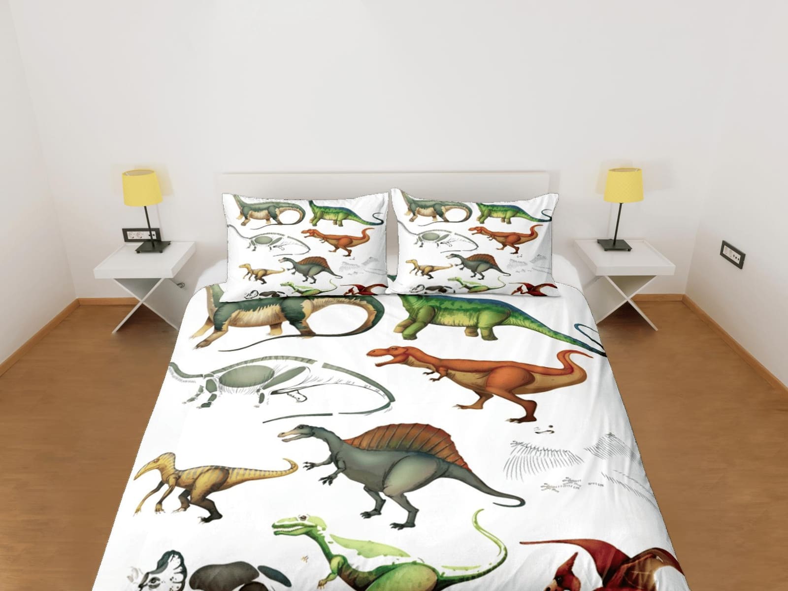 Fossil dinosaur bedding, kids bedding full, cute duvet cover set, dinosaur nursery bed decor, colorful bedding, baby dinos…