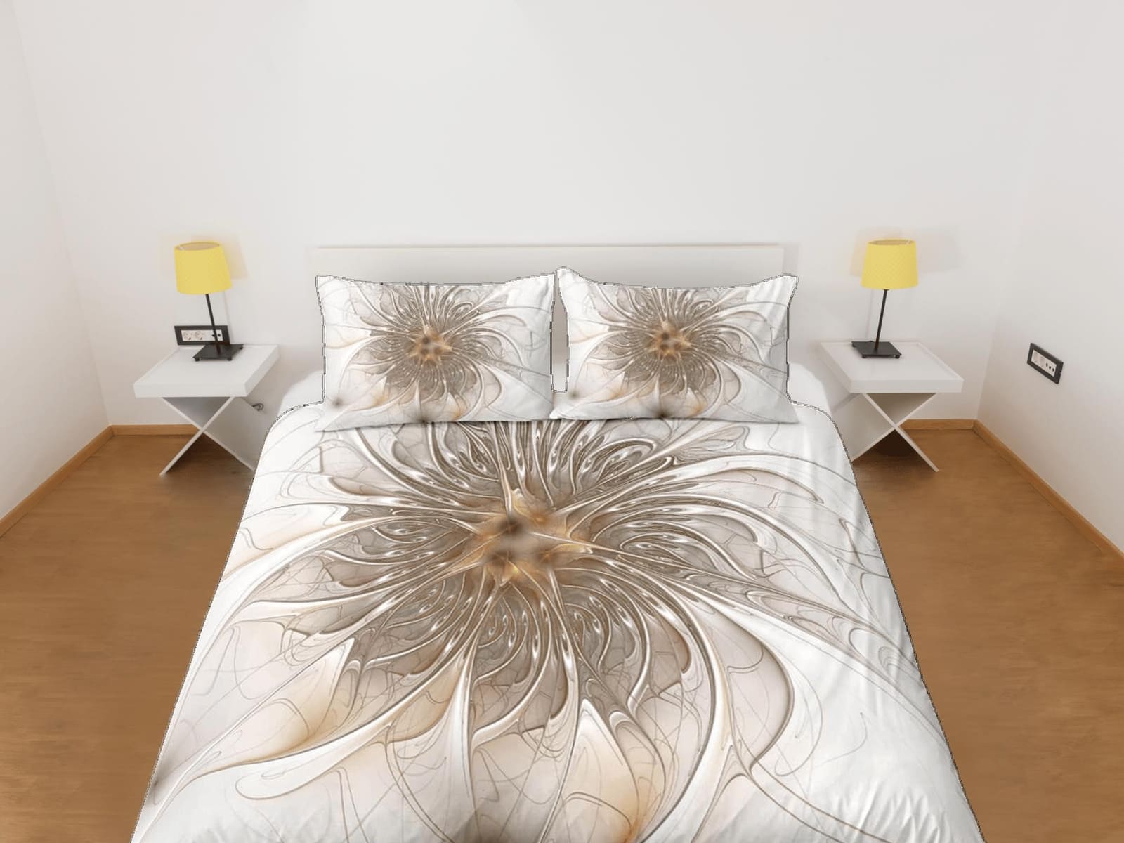 Fractal flower mandala duvet cover boho bedding set full, queen, king, dorm bedding, aesthetic room decor indian bedspread…
