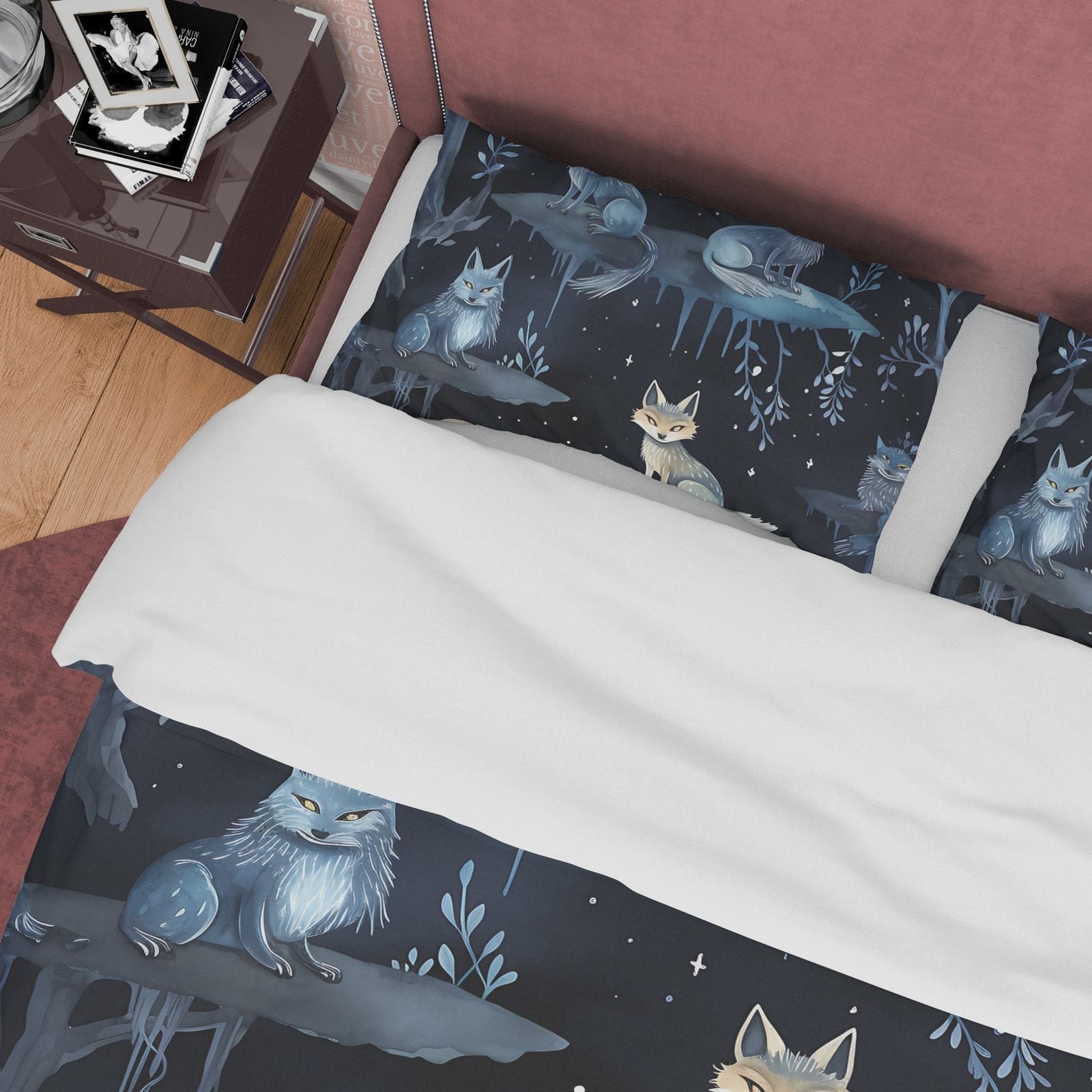 Full Moon Duvet Cover Set, Haunted Forest Aesthetic Zipper Bedding, Halloween Room Decor, Scary Wolf Blanket Cover, Dark Q…
