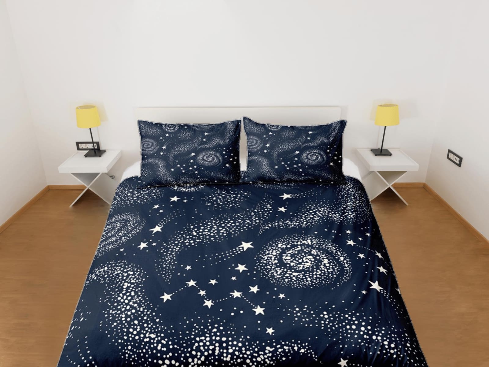 Galaxy Black Duvet Cover Set Starry Night Bedspread, Dorm Bedding with Pillowcase