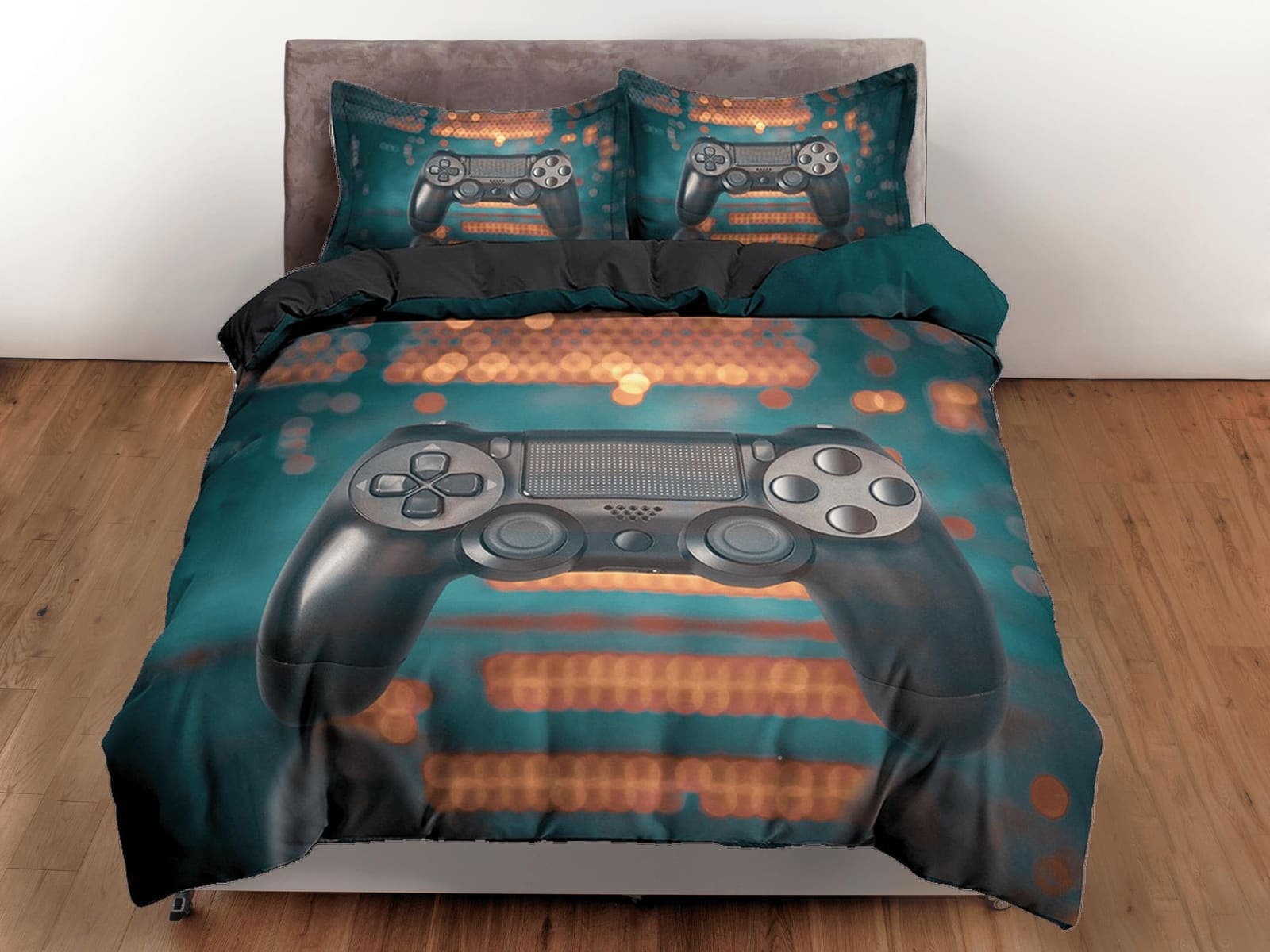 Gamer bedding bokeh effect unique duvet cover, video gamer boyfriend gift bedding set full king queen twin, boys bedroom d…